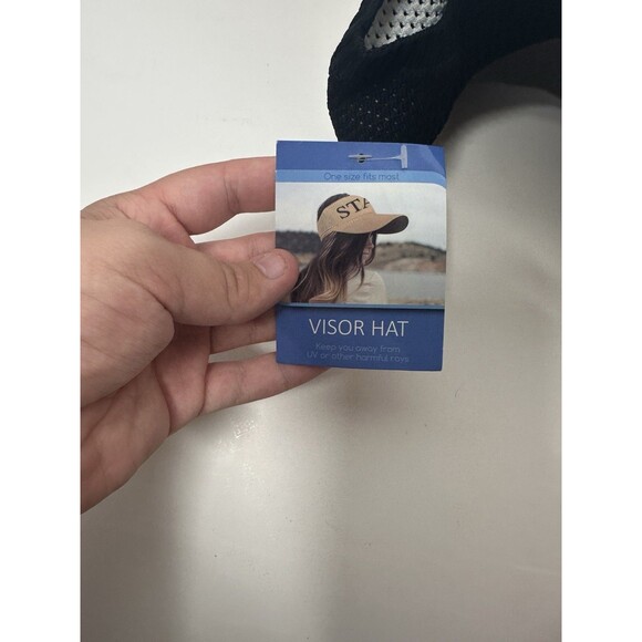 Women's NYC Visor Hat Black White Knit Sun Cap Sportswear Streetwear Style - Picture 3 of 3